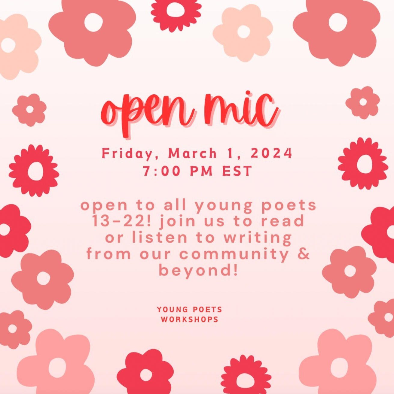 Open Mic | March 1, 2024 @ 7 p.m. EST