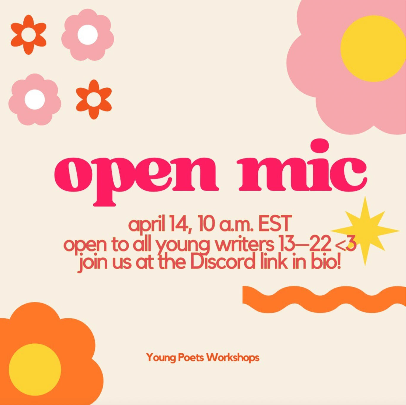 Open Mic | April 14, 2024 @ 10 a.m. EST